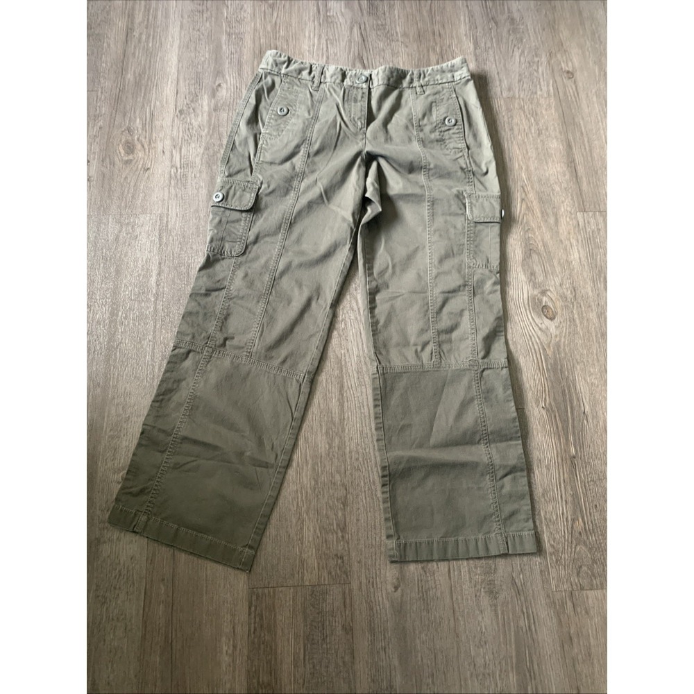 Ann Taylor LOFT Army Green Cargo Pants Size 12P Petite Utility Straight Leg